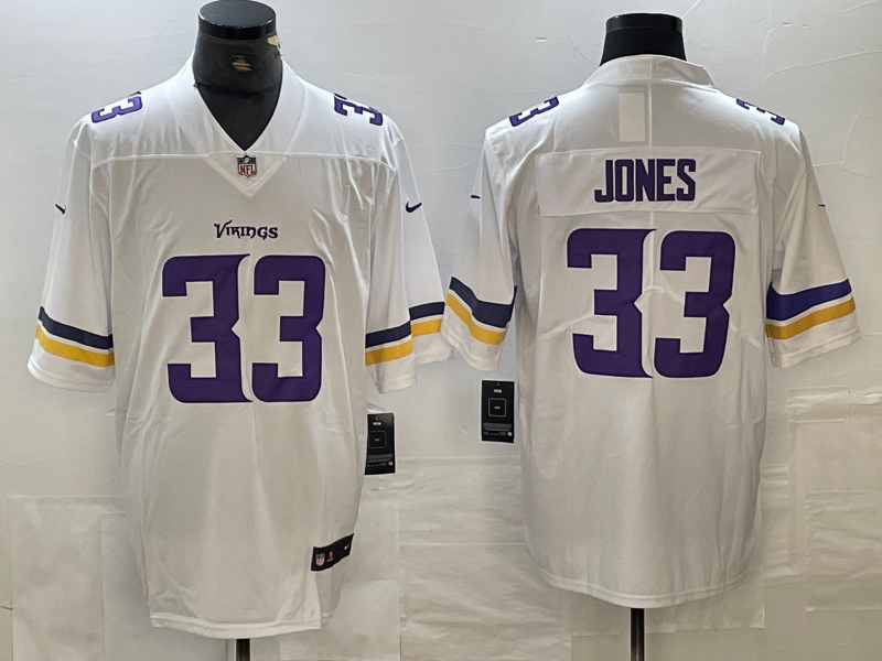 Men's Minnesota Vikings Aaron Jones #33 White Jersey